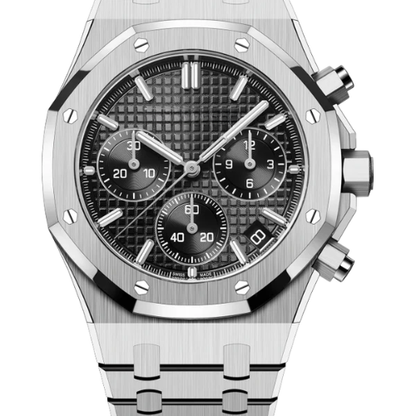 AP Royal Oak Chronograph Black Silver – 904L Steel – 41mm (Quartz)